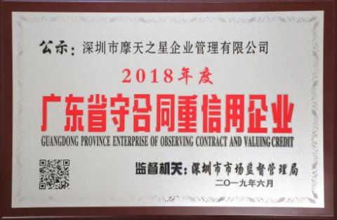 喜讯|豪门国际荣获“广东省守合同重信用企业”殊荣